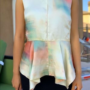 Watercolor silk sleeveless top